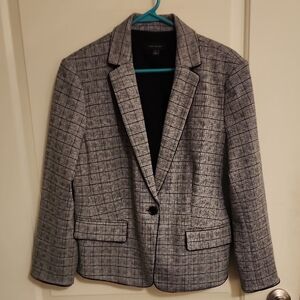 Ann Taylor Black and White Checkered Blazer